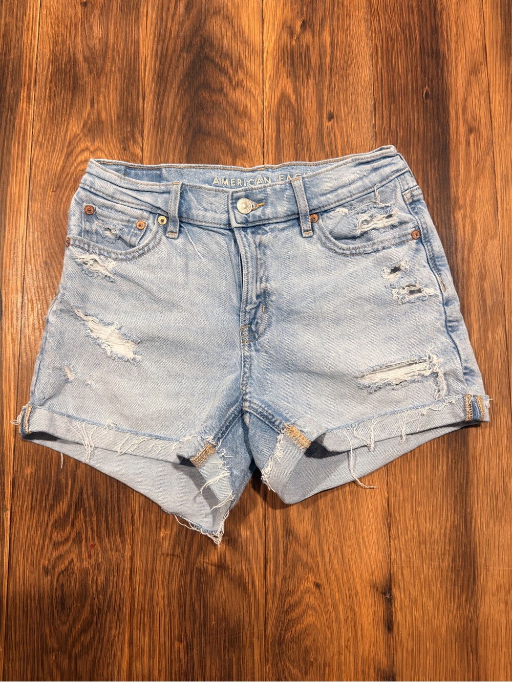 American Eagle Outfitters Light Wash Distressed Denim Shorts